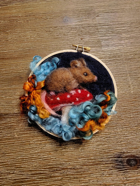 5" Round Multi-Dimensional Felted Wool Painting