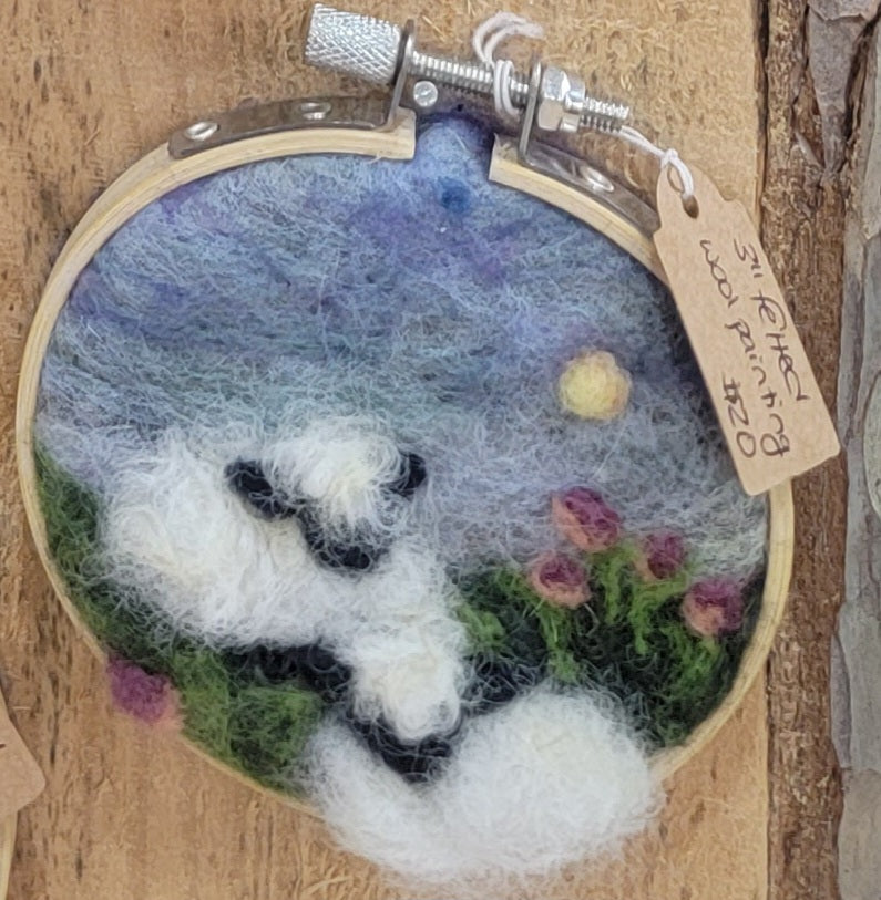 3" Round 2D Felted Wool Painting