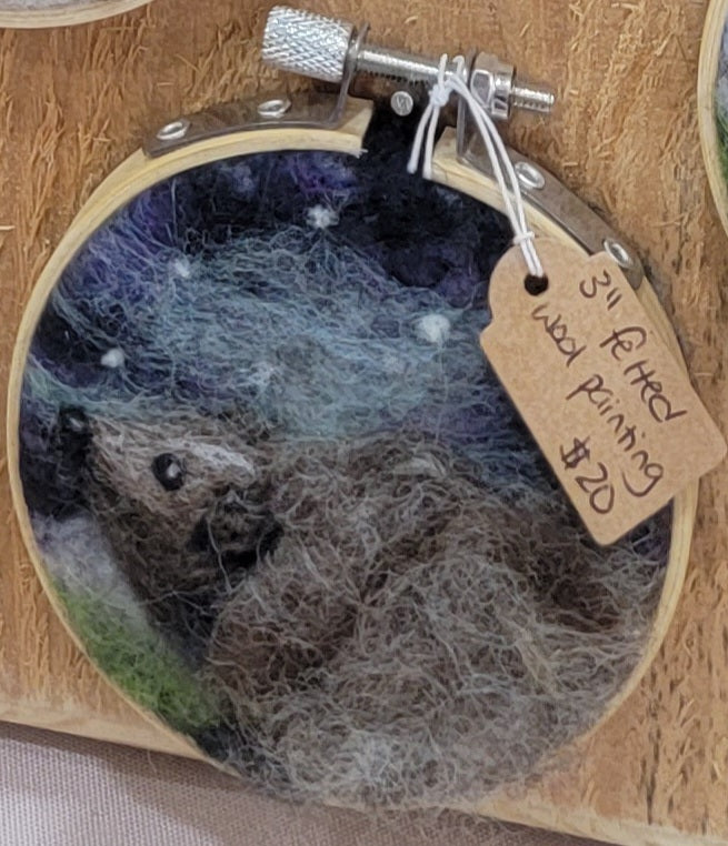 3" Round 2D Felted Wool Painting